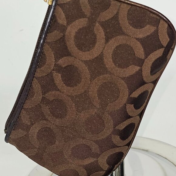 Coach Women's Brown Monogram Canvas & Leather Wristlet Clutch 135 - Picture 5 of 11